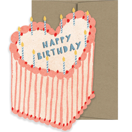 Heart Cake Die Cut Card - Birthday Collection
