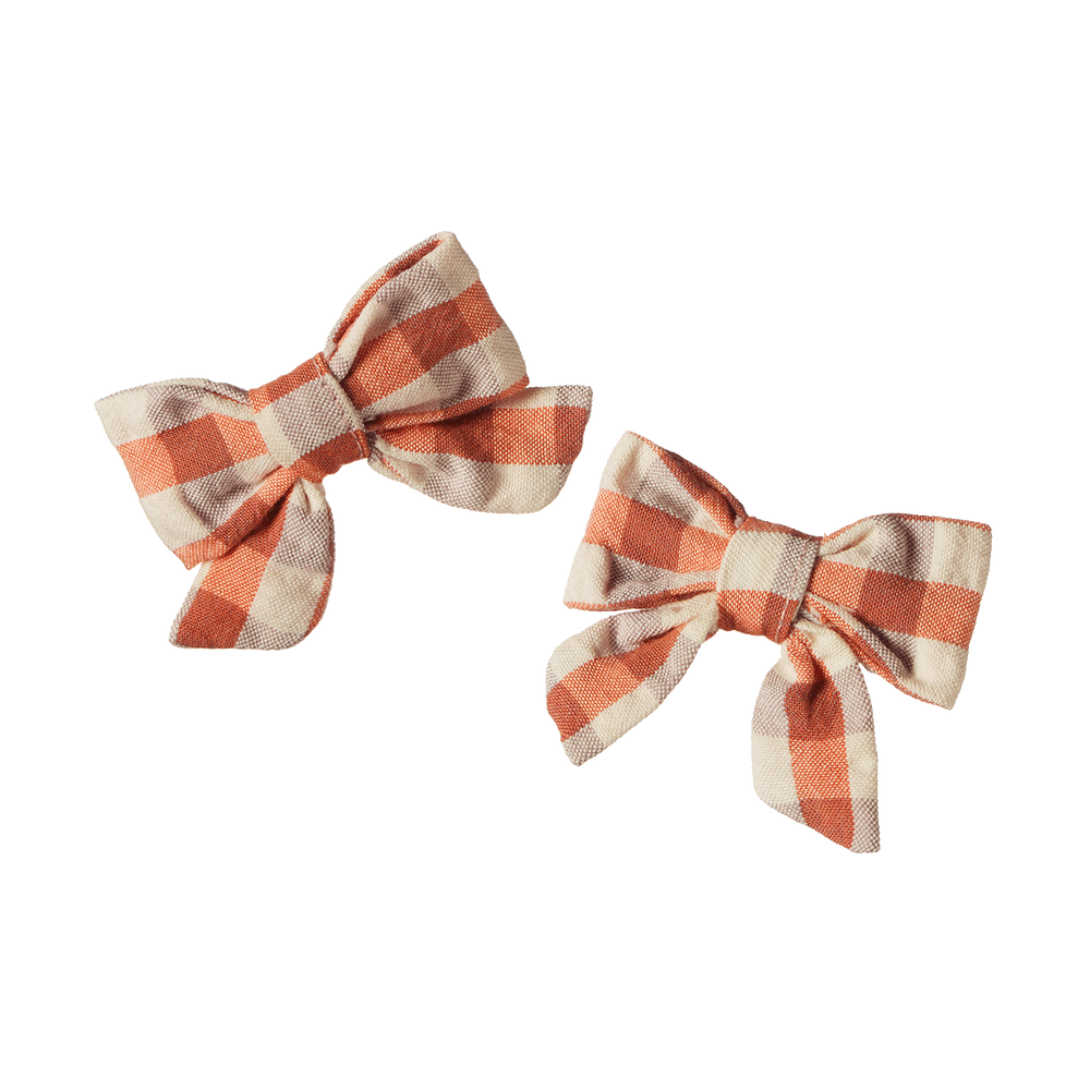 Bow Hair Clips 2 Pack - Dandelion Gingham