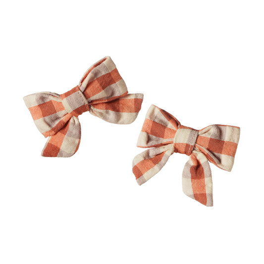 Bow Hair Clips 2 Pack - Dandelion Gingham