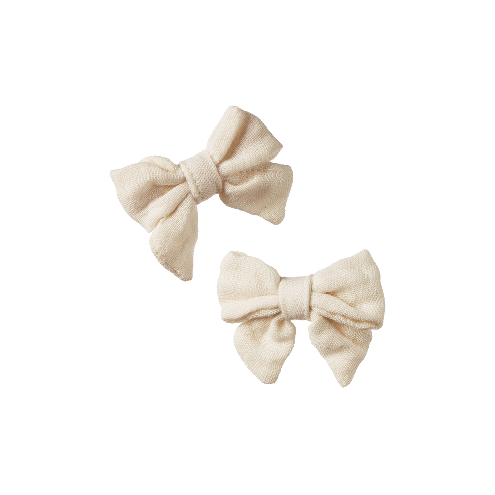 Bow Hair Clips 2 Pack - Natural