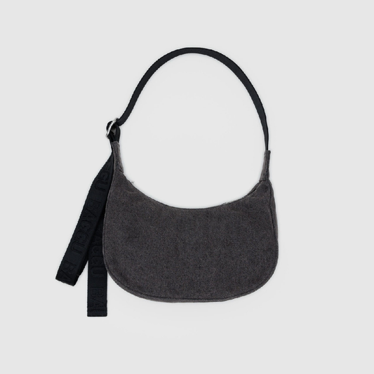 Small Denim Crescent Bag Washed Black Denim