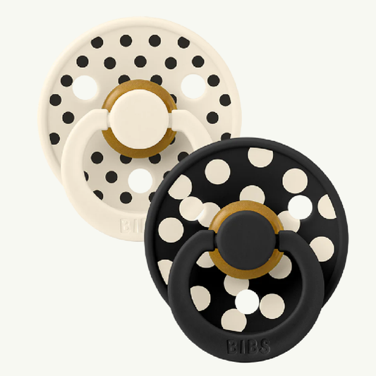 Bibs Dummy Polka Ivory/Black Round