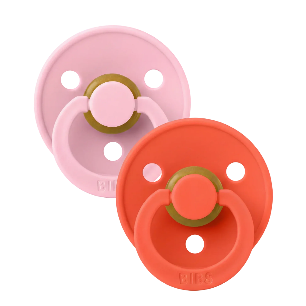 Bibs Dummy Twin Pack Baby Pink/Tango