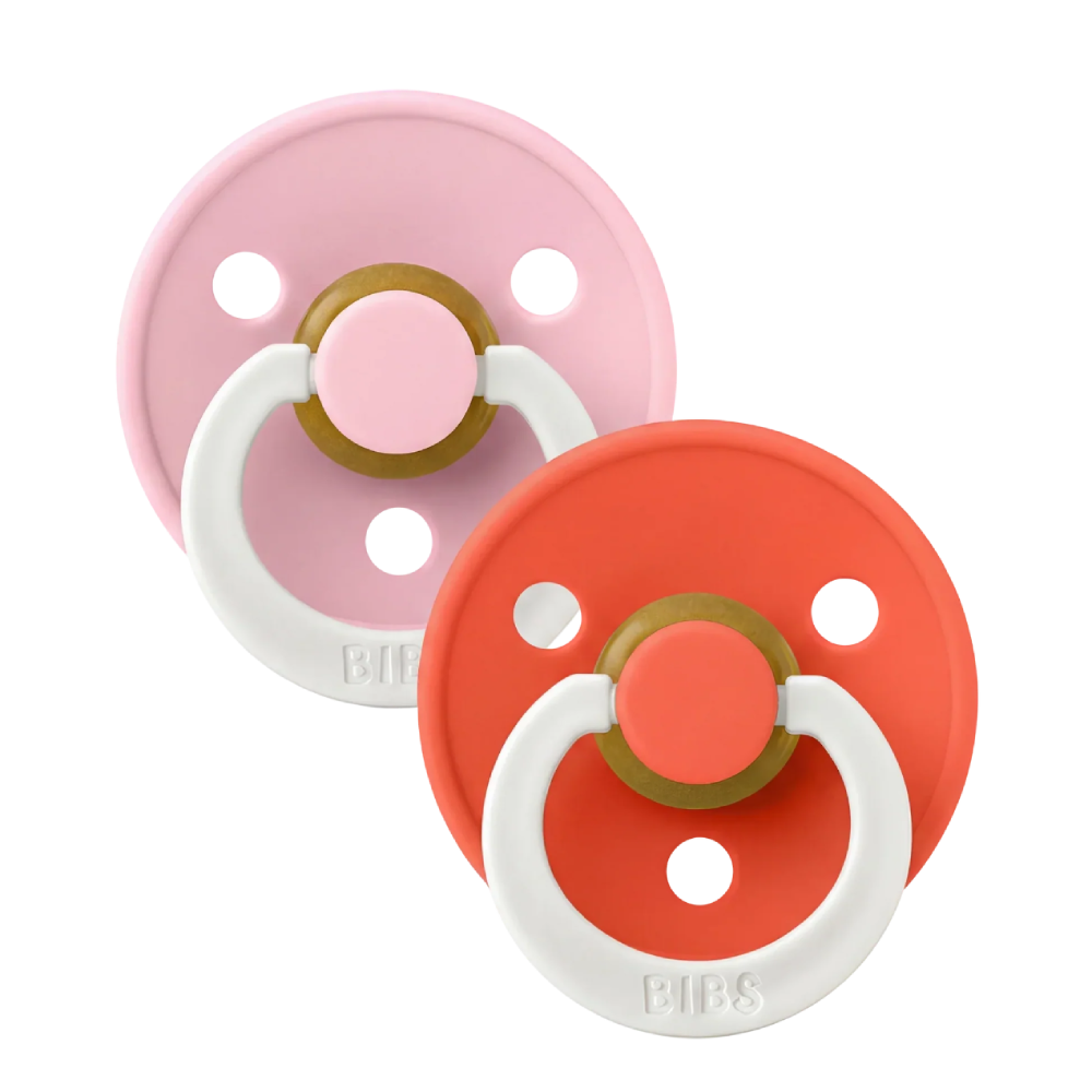 Bibs Dummy Twin Pack Glow Baby Pink/Tango
