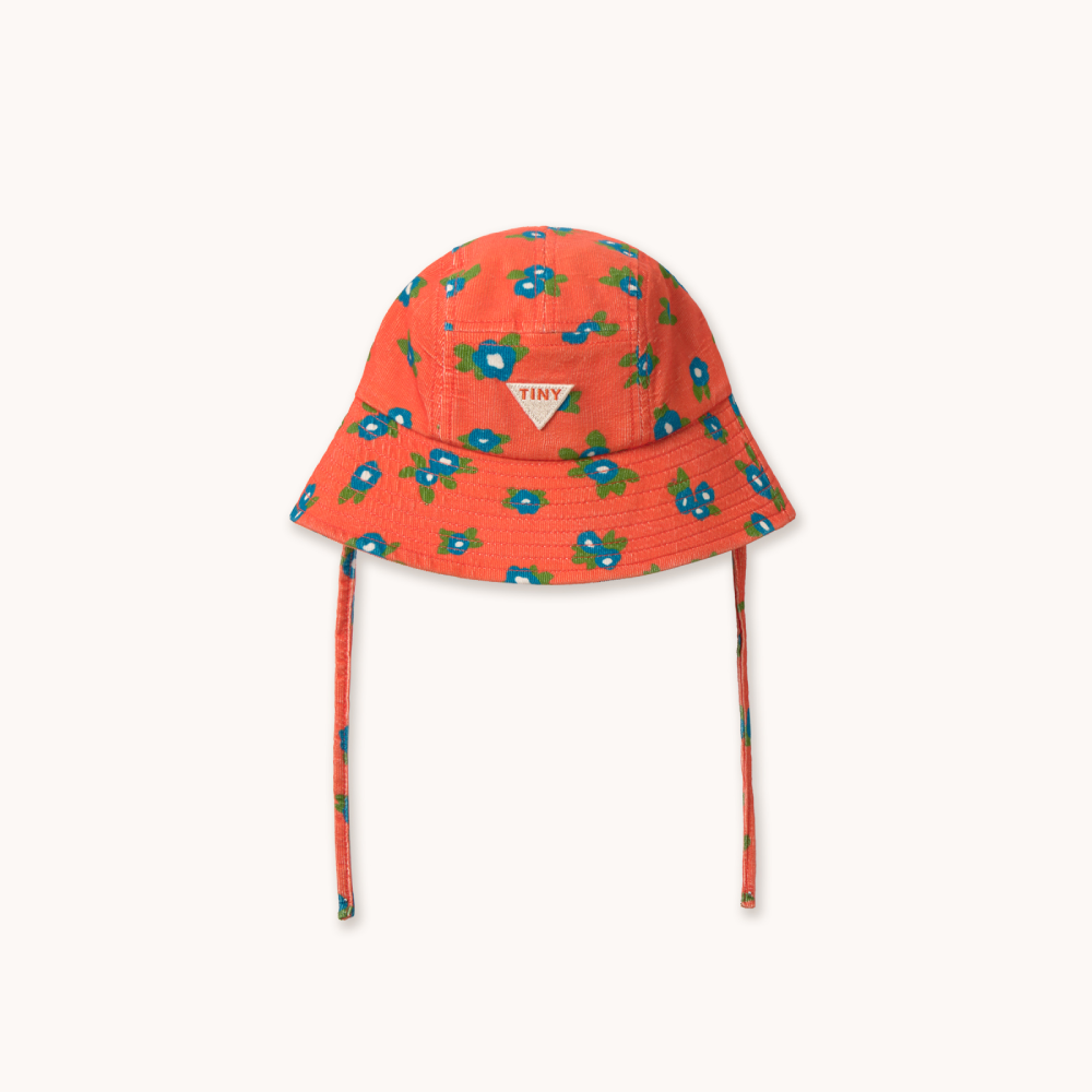 Blue Flowers Corduroy Bucket Hat Summer Red