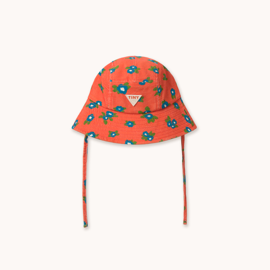 Blue Flowers Corduroy Bucket Hat Summer Red
