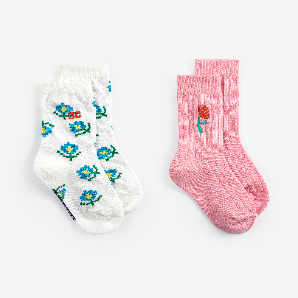 2 Pack Flower Short Socks