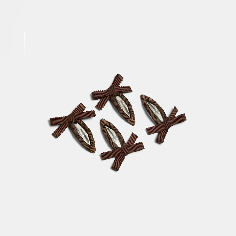 Bow Snap Clips In Chocolate
