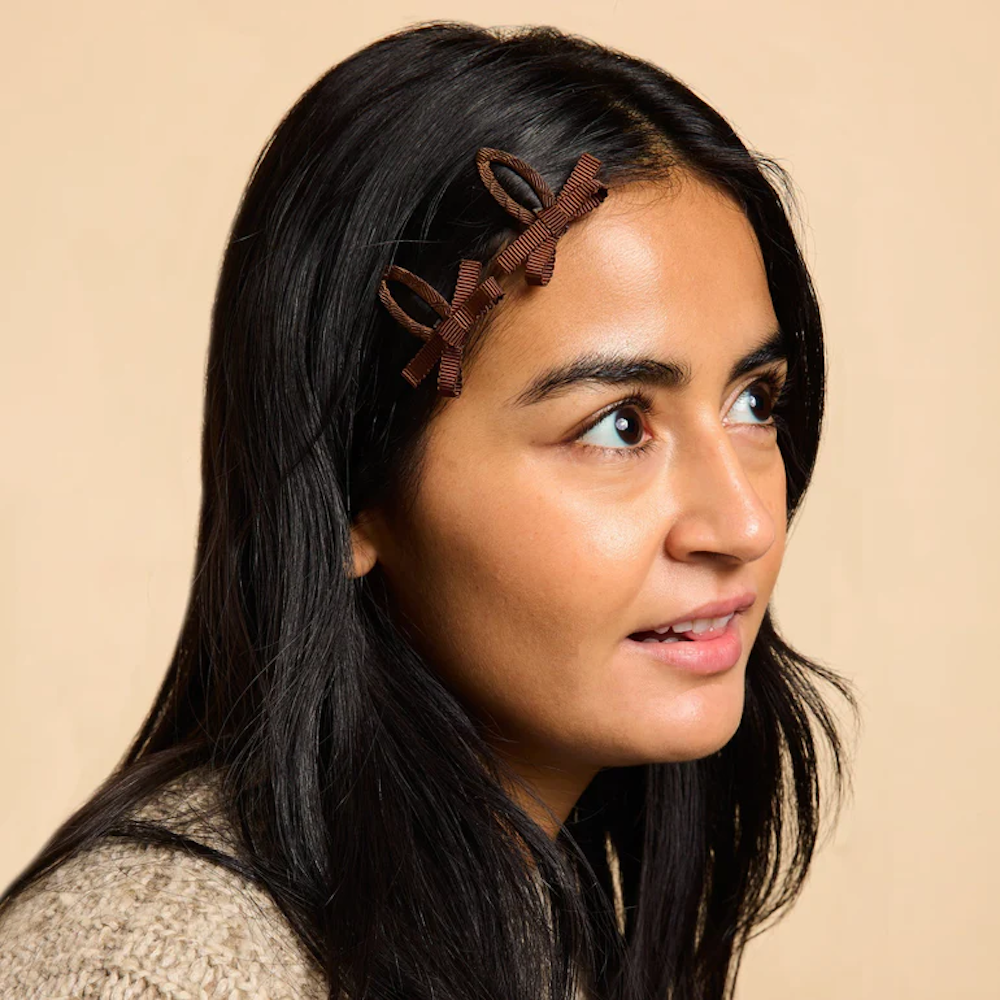 Bow Snap Clips In Chocolate