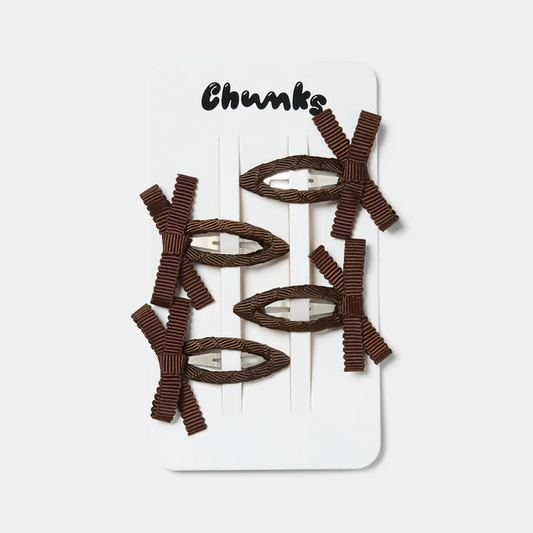Bow Snap Clips In Chocolate
