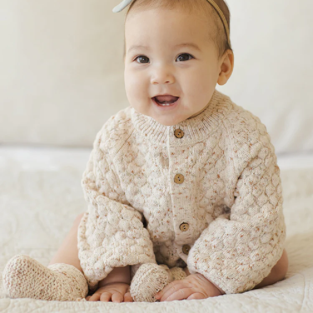 Bubble Knit Cardigan Natural Confetti