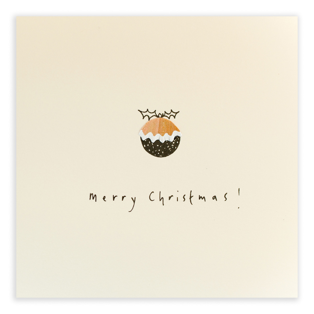 Christmas Pudding Pencil Shavings Greeting Card