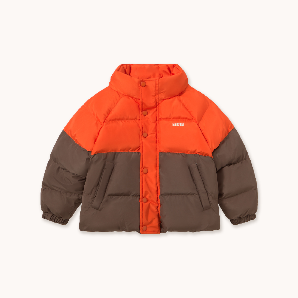 Colour Block Short Padded Jacket Summer Red