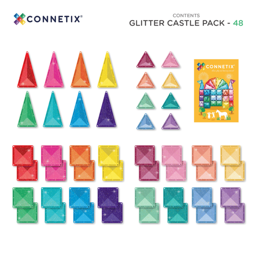 Magnetic Tiles 48 Piece Glitter Castle Pack
