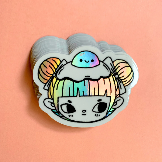 Egg Buns Holographic Vinyl Sticker