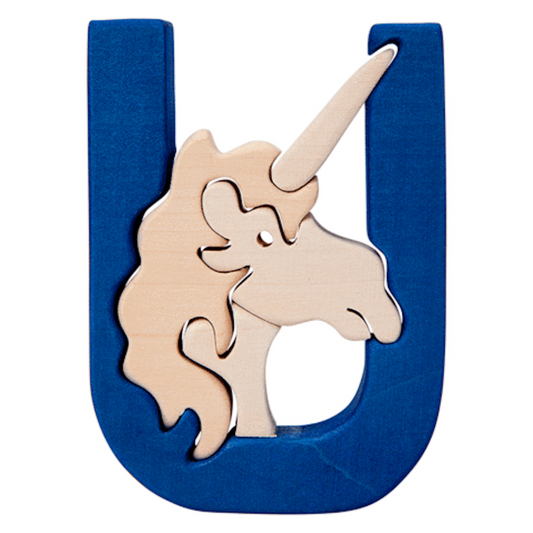 Wooden Puzzle U - Unicorn