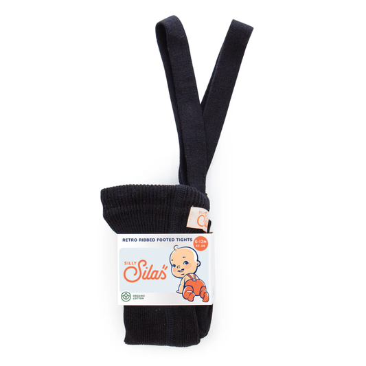 Footed Cotton Tights Classic Black