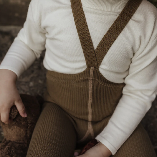 Footed Cotton Tights Acorn Brown