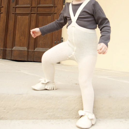 Footed Cotton Tights Cream Blend