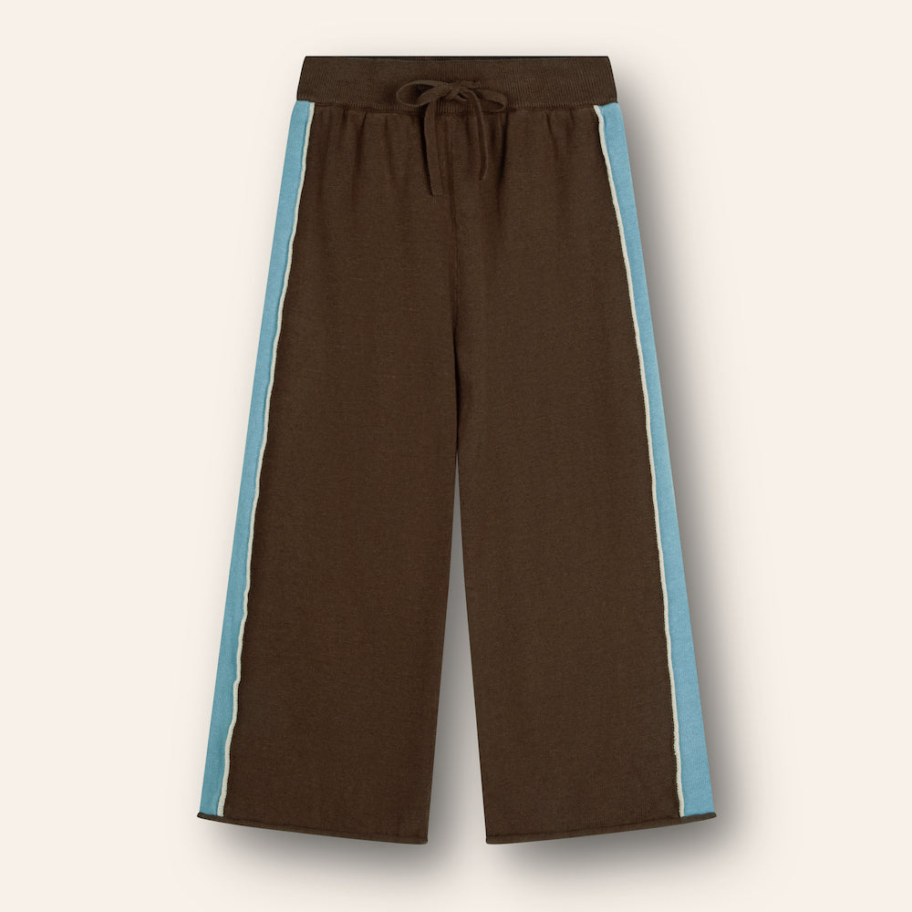 Lightweight Knit Pants Choc Contrast