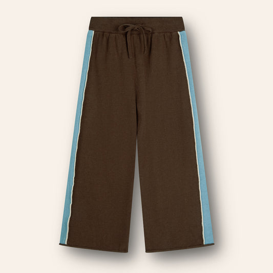 Lightweight Knit Pants Choc Contrast