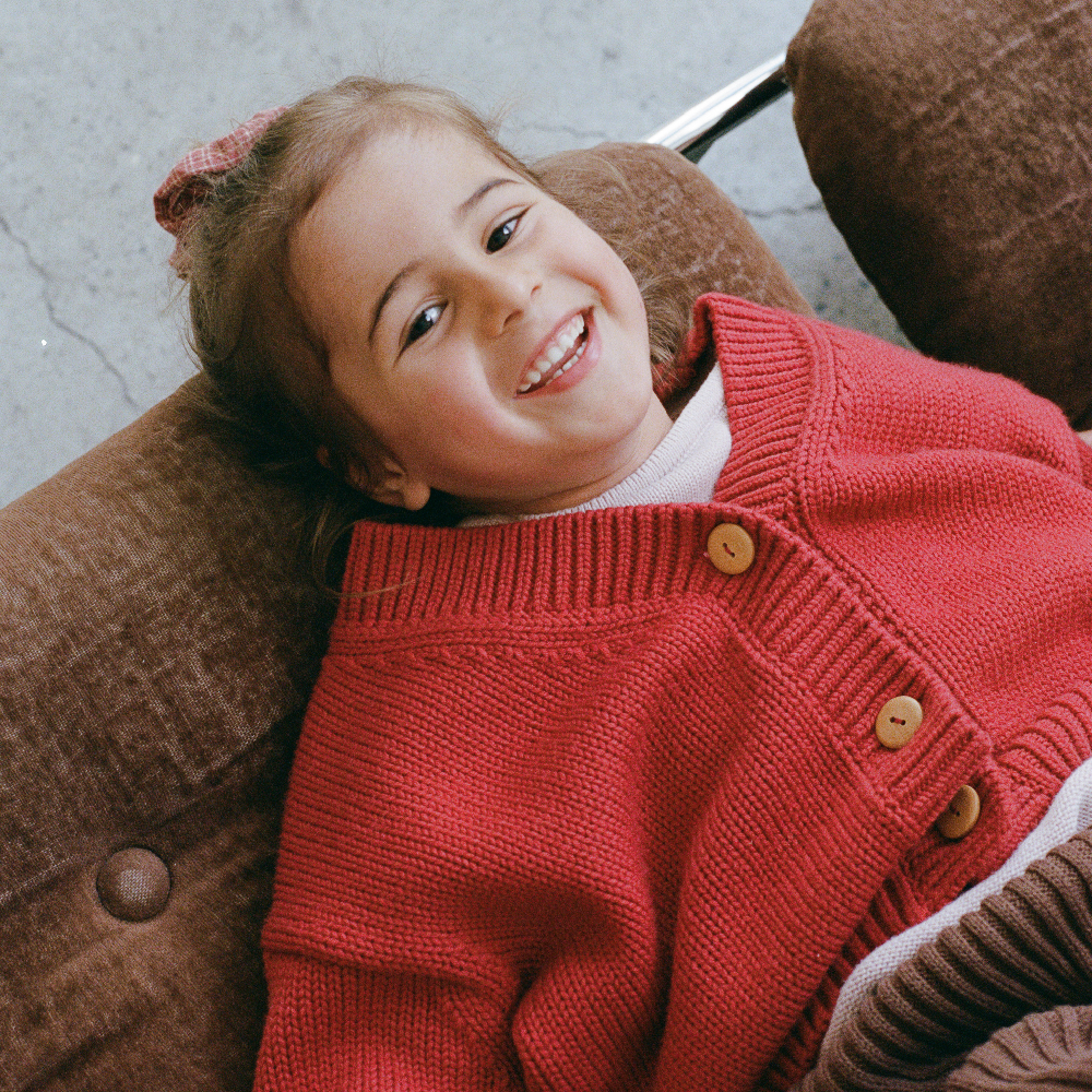 Wool Knit Cardigan Chilli