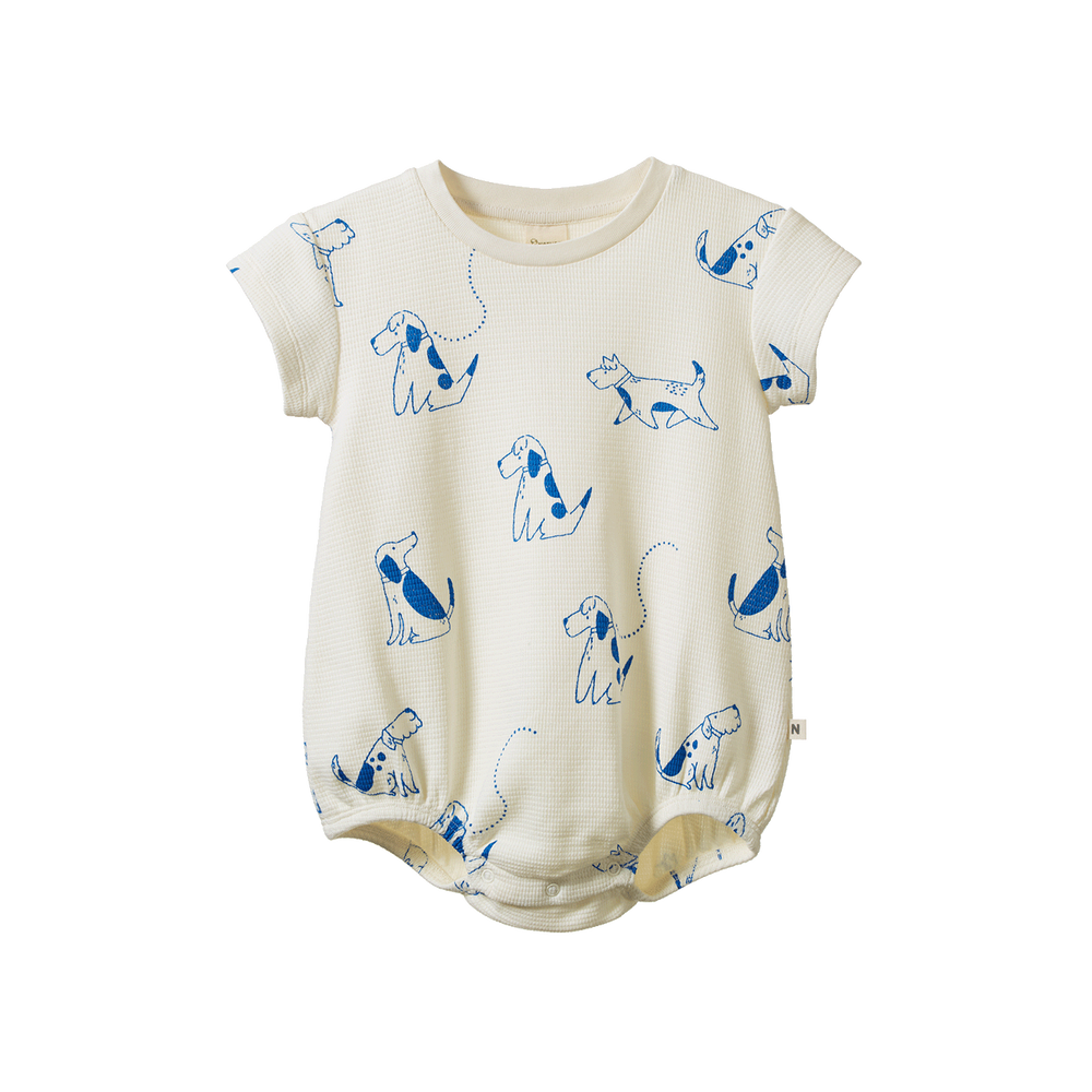 Juno Romper Waffle - Dog Walk Print