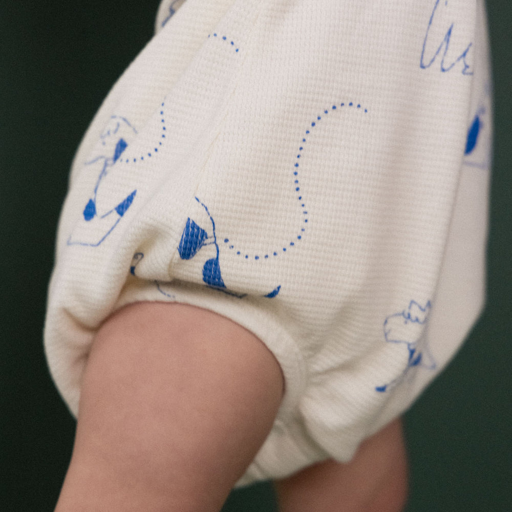 Juno Romper Waffle - Dog Walk Print (alt)