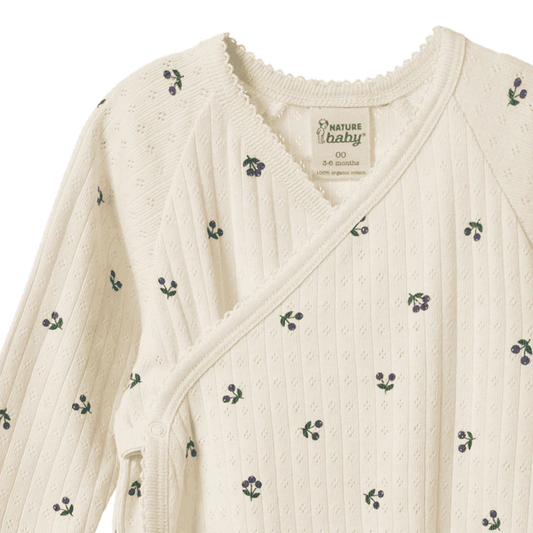 Kimono Pointelle Stretch & Grow Winter Berry Print