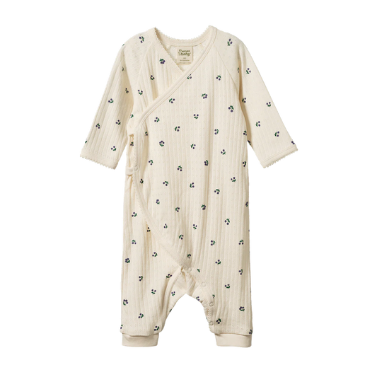 Kimono Pointelle Stretch & Grow Winter Berry Print