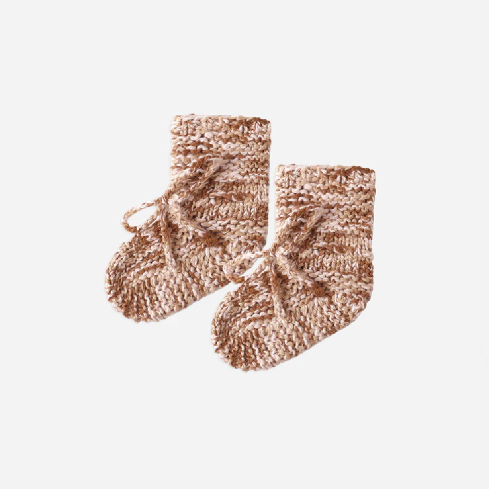 Knit Booties Heathered Cedar