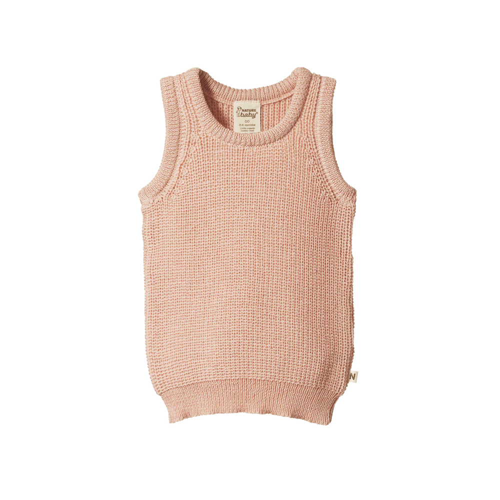 Merino Chunky Knit Vest Rose Dust