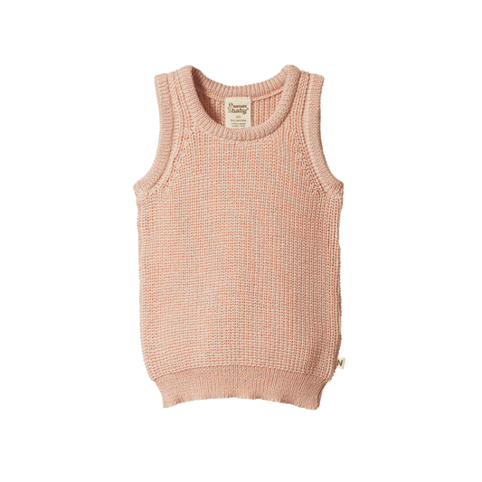 Merino Chunky Knit Vest Rose Dust
