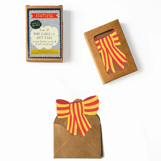 Stripy Bow Mini Cards - box of 6