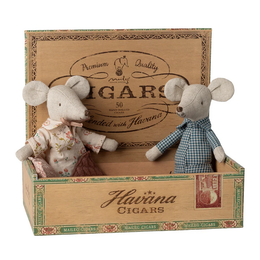 Grandma and Grandpa Mice in Cigarbox