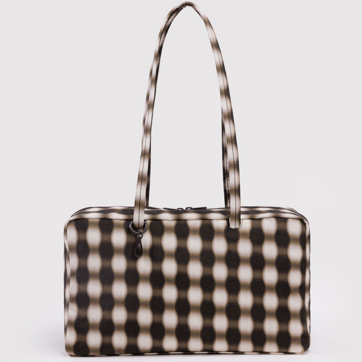 Medium Nylon Bowler Bag Blurred Gingham Brown