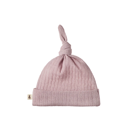 Merino Pointelle Knotted Beanie Lilac