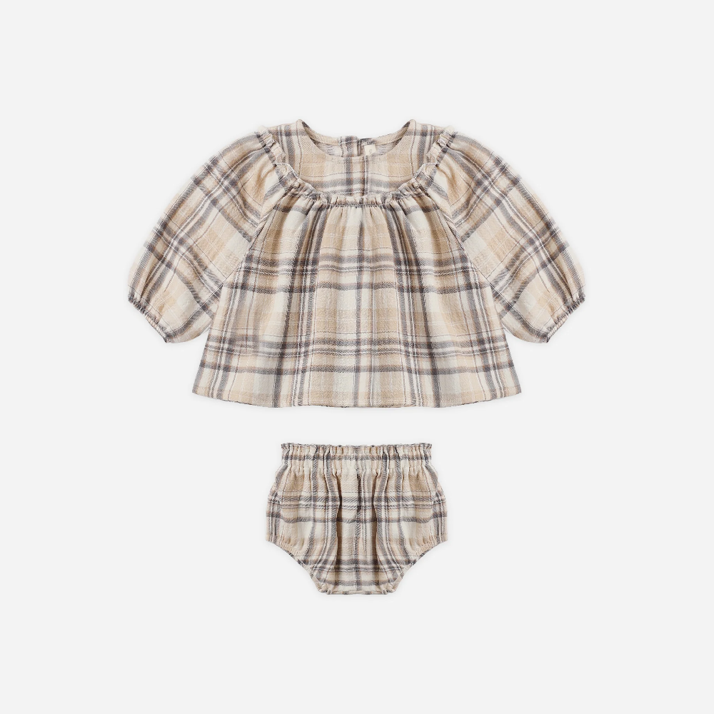 Mia Top + Bloomer Set Fall Plaid Latte