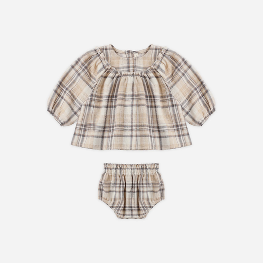 Mia Top + Bloomer Set Fall Plaid Latte