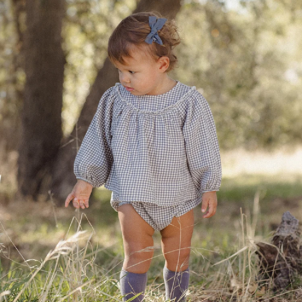 Mia Top + Bloomer Set Midnight Gingham