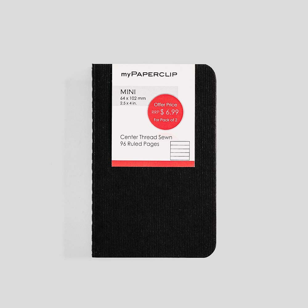 myPAPERCLIP Mini Centre Thread Notebook - Black