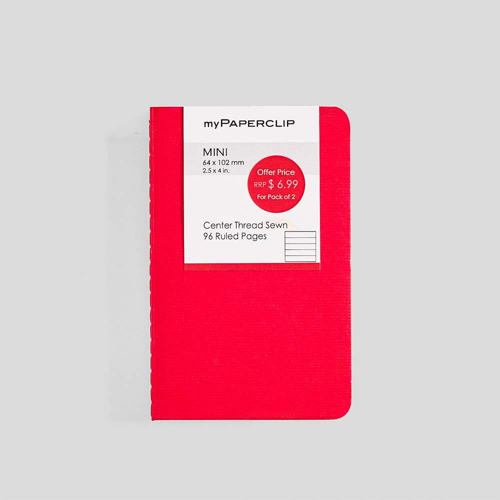 myPAPERCLIP Mini Centre Thread Notebook - Red