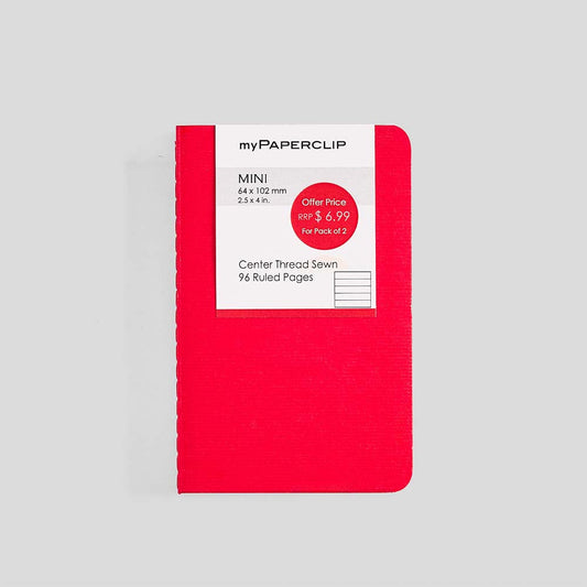 myPAPERCLIP Mini Centre Thread Notebook - Red