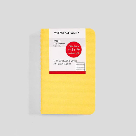 myPAPERCLIP Mini Centre Thread Notebook - Yellow