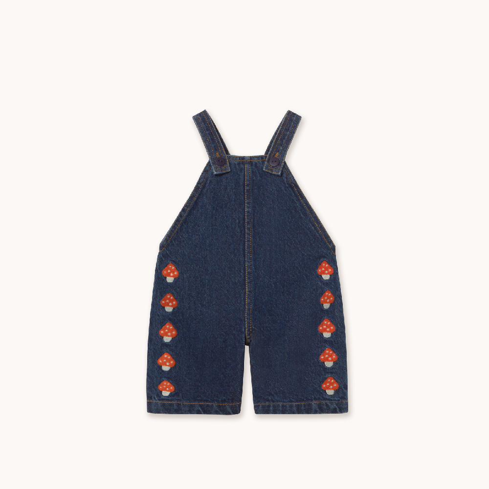 Mini Mushrooms Embroidered Dungaree Denim Dark Wash