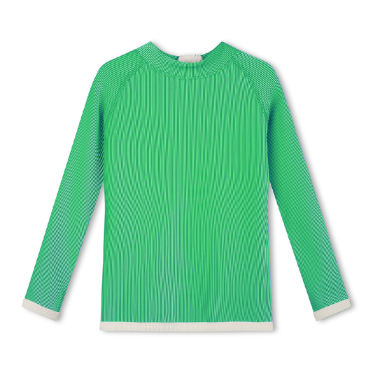 Mini Stripe Rib Rashie Parrot Green