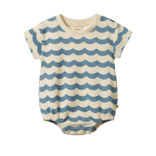Juno Romper Terry, Waves Print