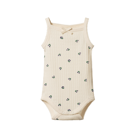 Pointelle Camisole Bodysuit Winter Berry Print