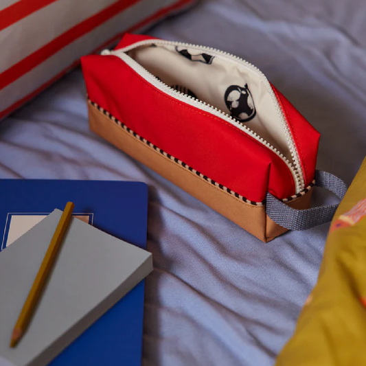 Pencil Case Colour Block Red Hat + Jane Beige