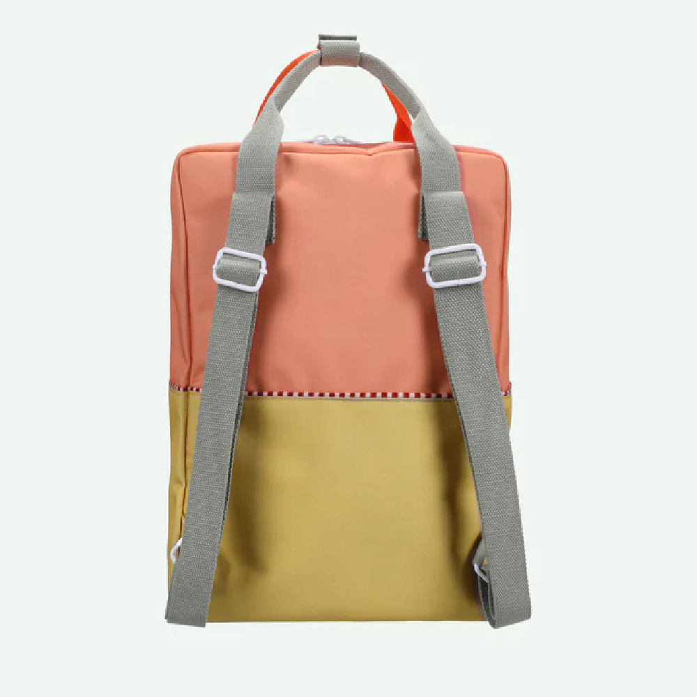 Backpack Large Colour Block Coral Pink + Reed Green